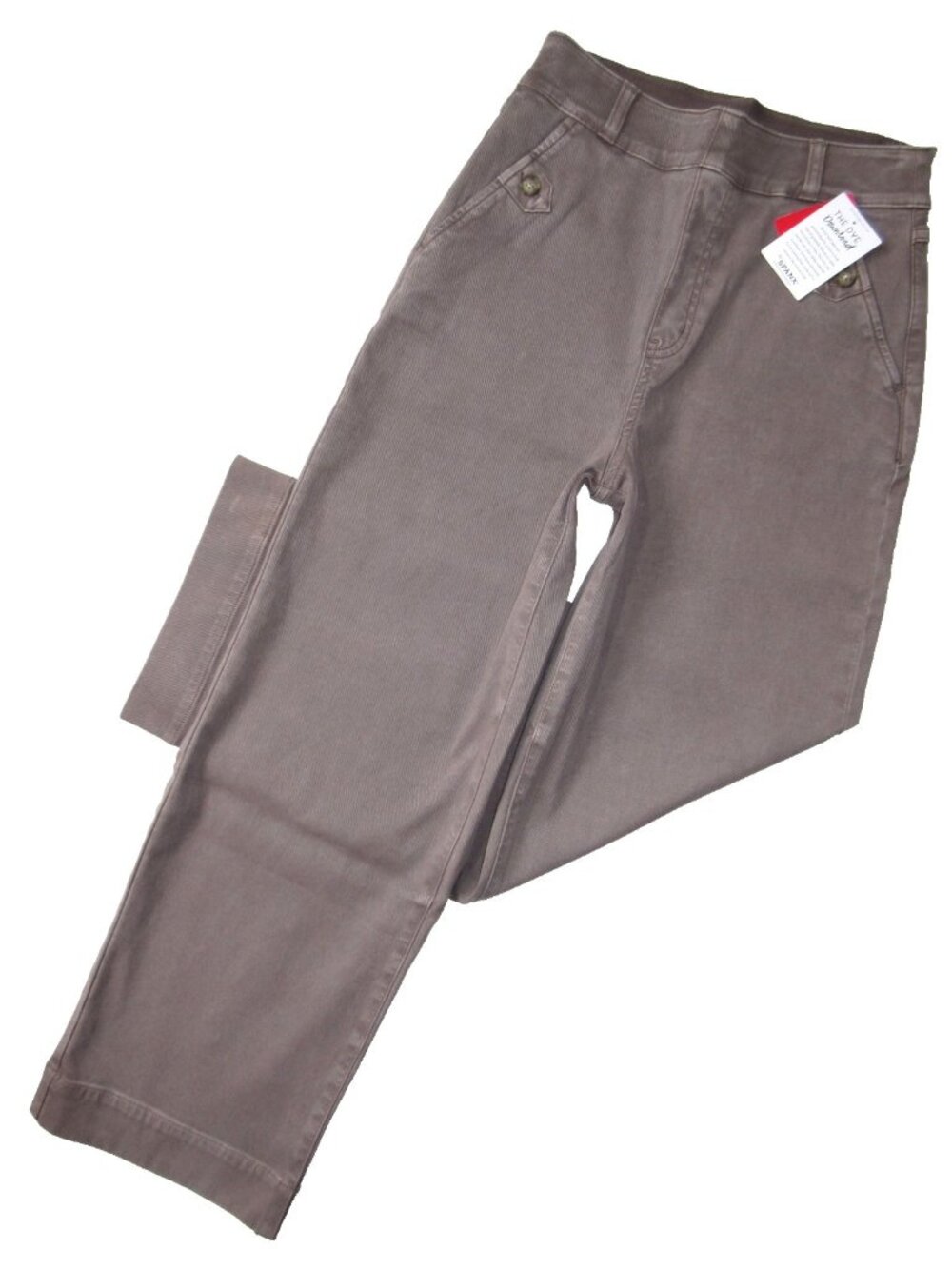 NWT SPANX 20312Q Stretch Twill Cropped Wide Leg in Smoke Khaki Pants L Petite